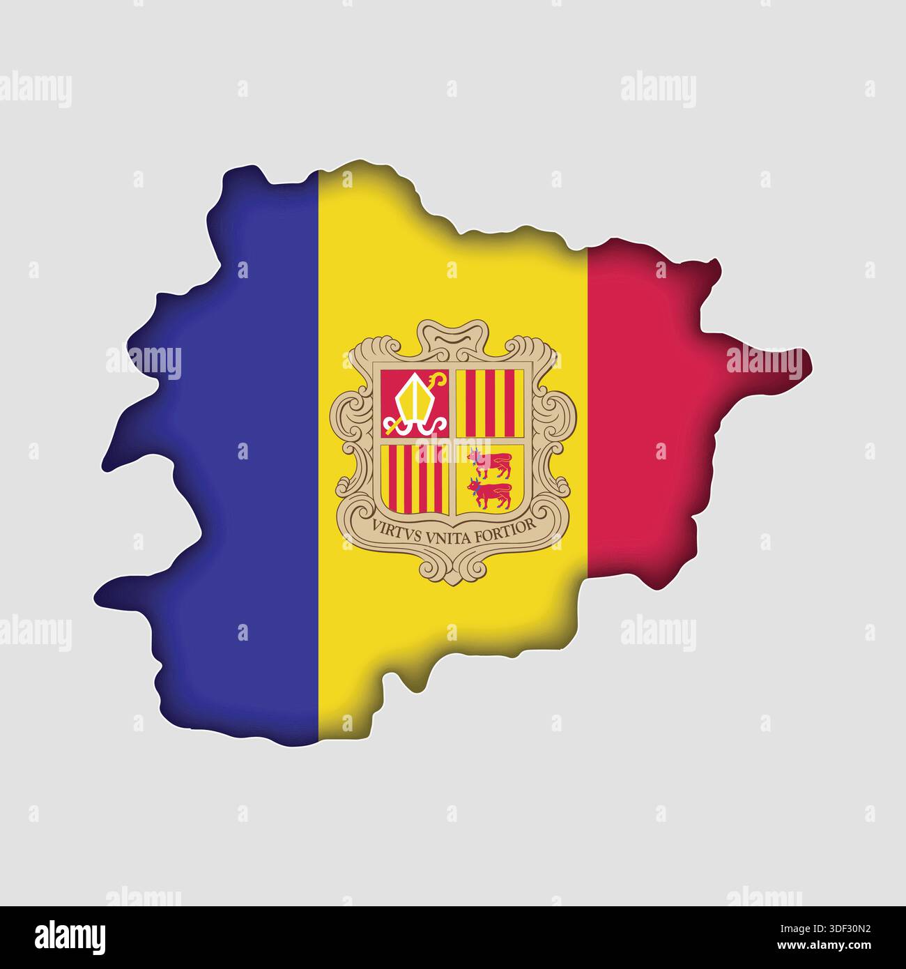 ANDORRA Map with flag in body Stock Vector