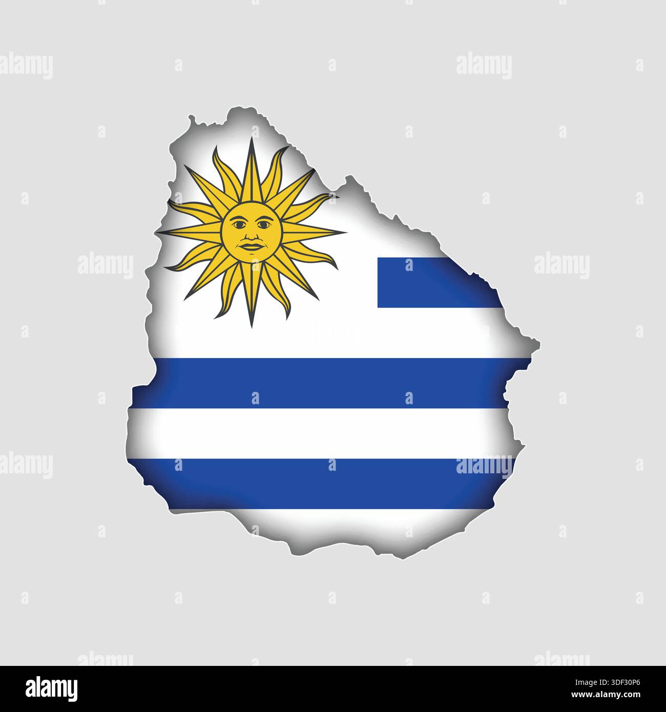 Uruguay Map with flag in body Stock Vector