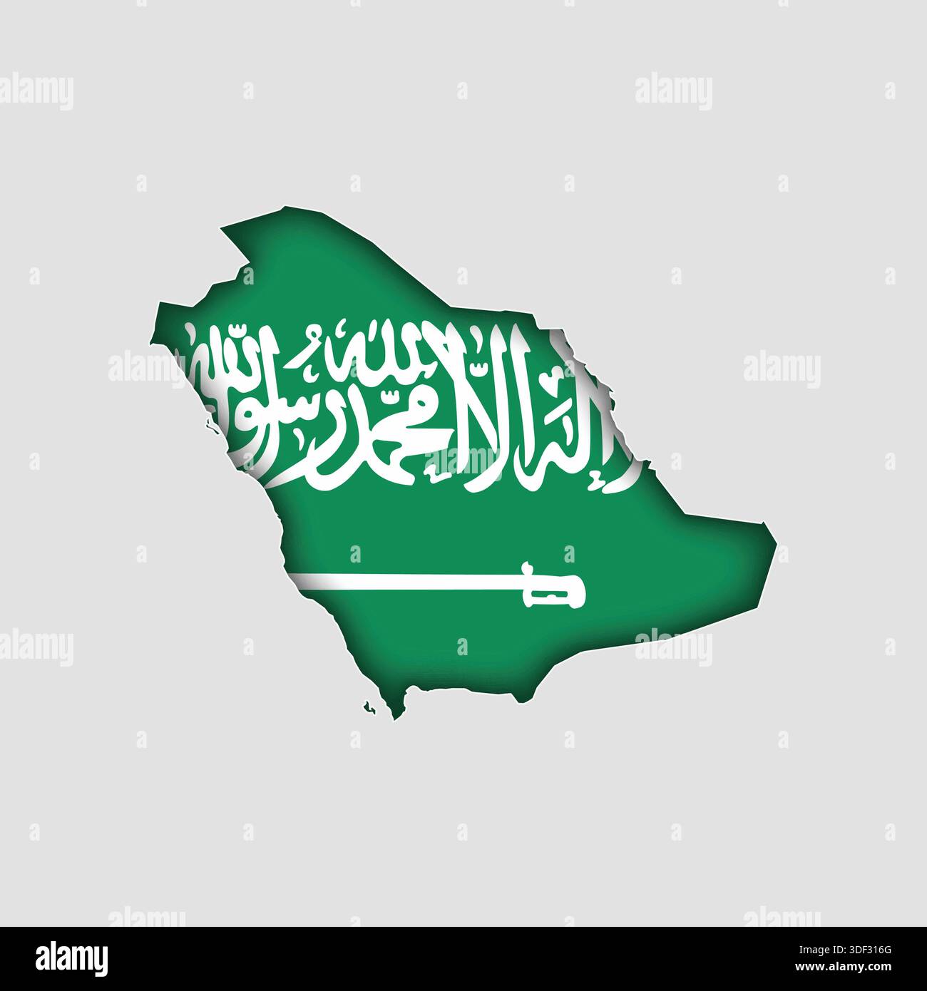 SAUDI ARABIA Map with flag in body Stock Vector