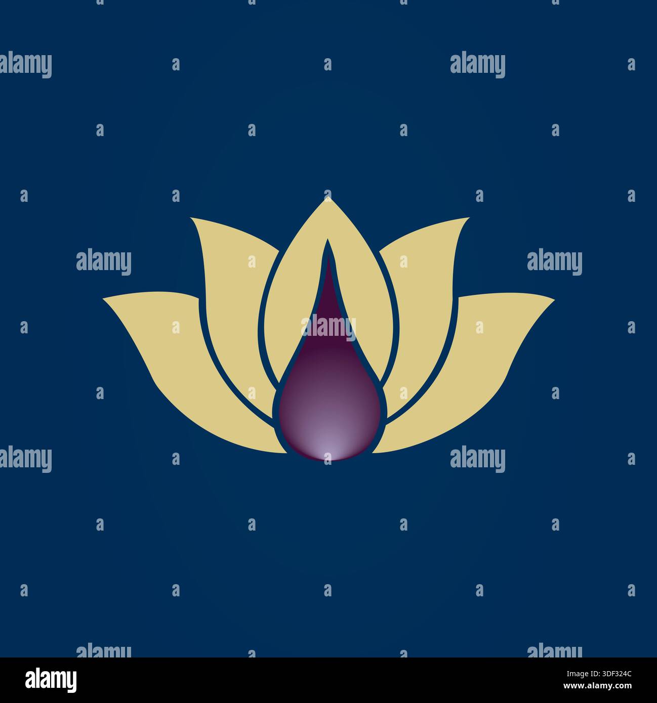 Lotus flower eco gold logo vector Stock Vector