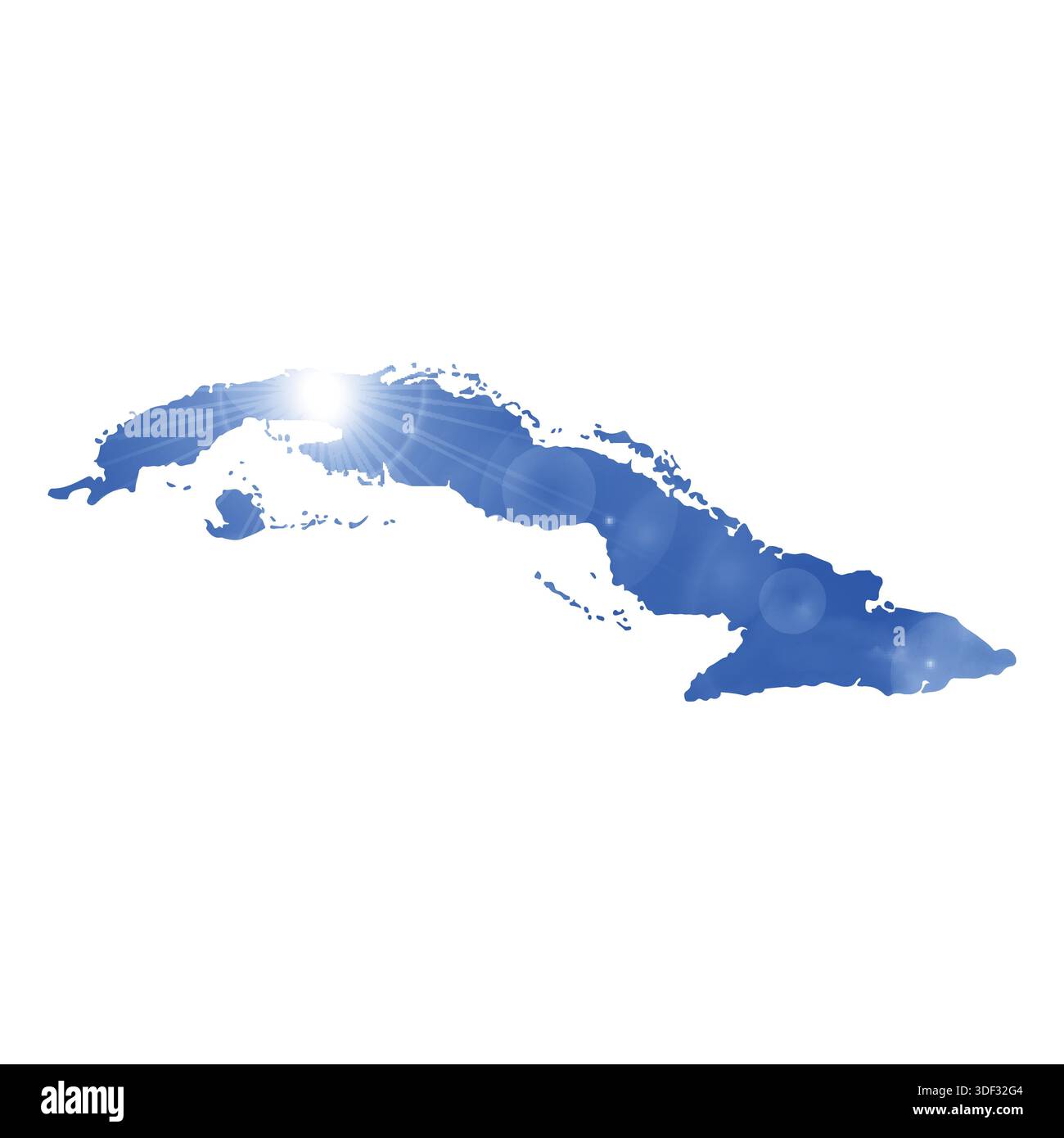 Map of CUBA with Beautiful Sun and Clouds in Body Stock Vector Image ...