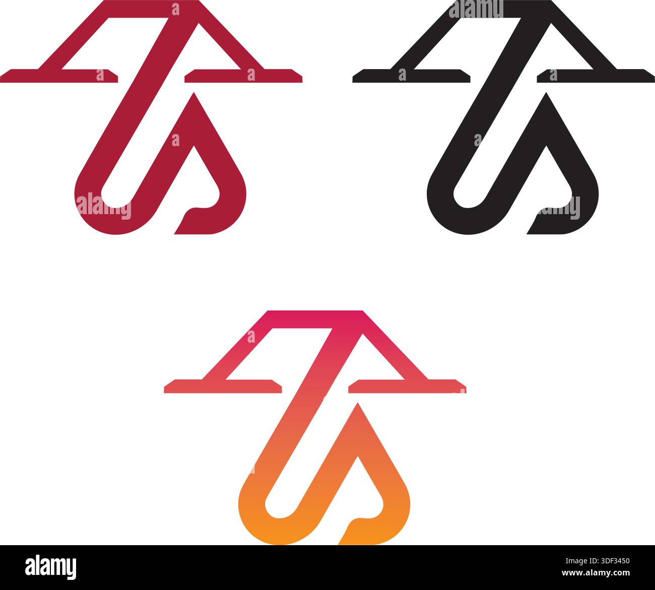 Initial Letter TA Linked Triangle Design Logo Stock Vector