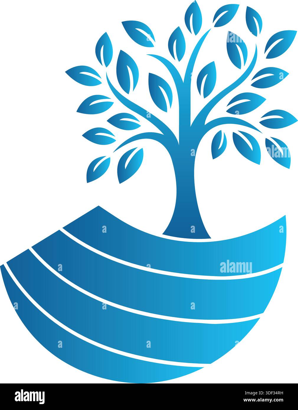 Tree Water Wave Logo Design Nature Growth Vector Template Icon Stock Vector