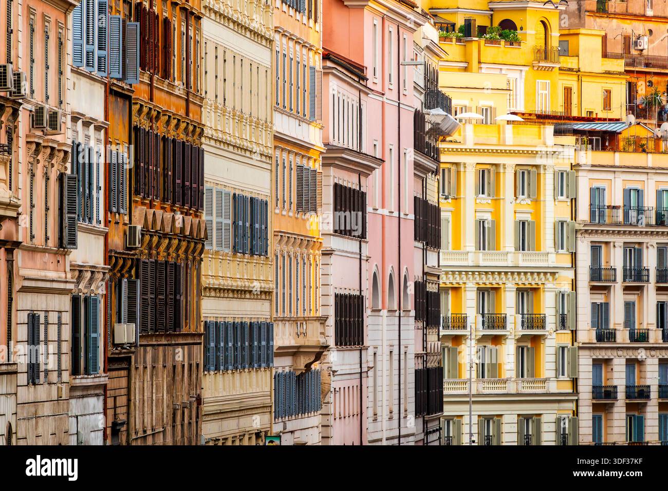 Via Cavour Rome Historic residential buildings along Via Cavour in Rome, Italy, with ...
