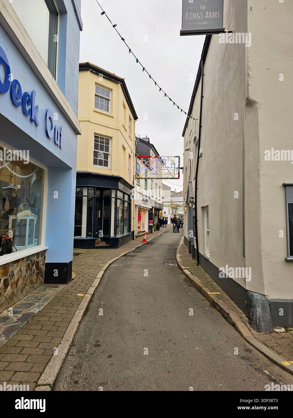 Fore Street, a narrow shopping street in Devon - Smartphone Captured Stock Image