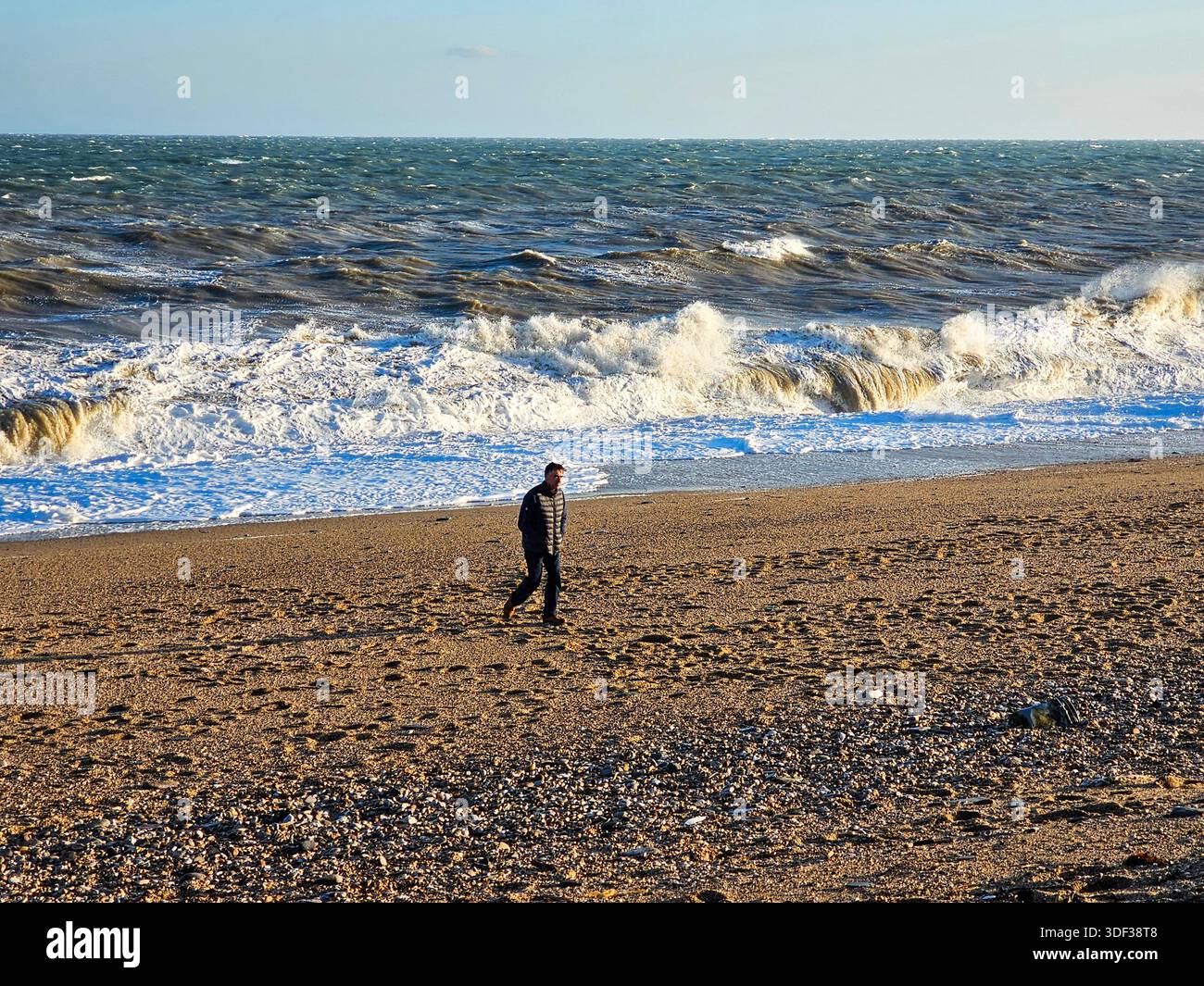 Slapton Sands on a windy December day - Smartphone Captured Stock Image