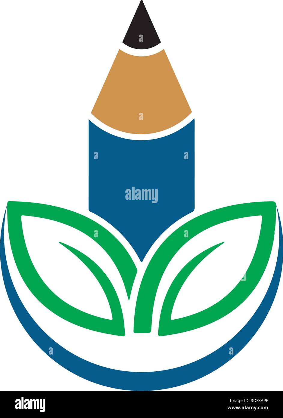 VECTOR PENCILLOGO DESIGN LEAF PEN LOGO DESIGN Stock Vector
