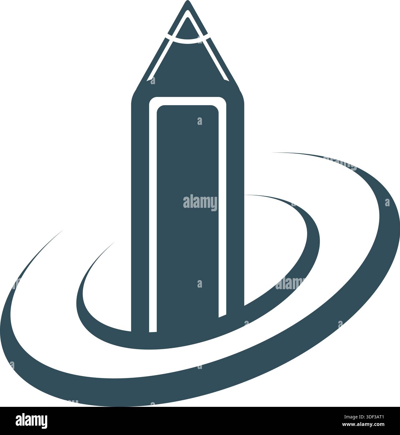 Pen Tower Real Estate Logo Design Creative Vector Template Icon Stock Vector