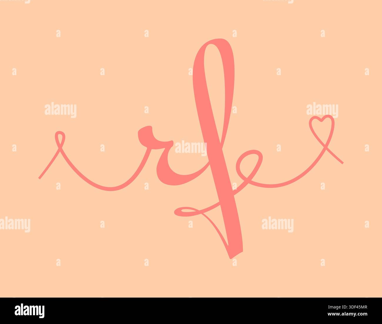 RF initial wedding monogram calligraphy vector illustration. Hand drawn lettering r and f love logo design for valentines day poster, greeting card, p Stock Vector