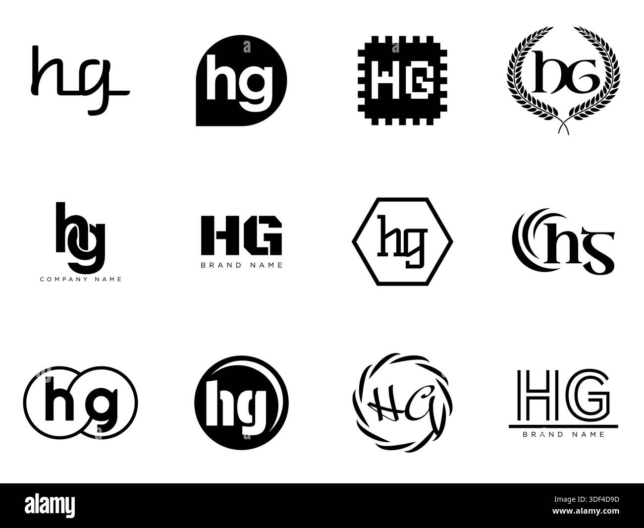 HG logo company template. Letter h and g logotype. Set different ...