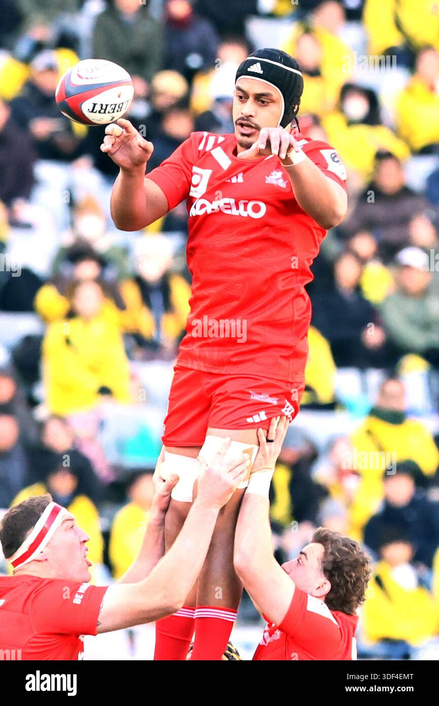 January 10, 2026, Tokyo, Japan - Kobelco Kobe Steelers lock Gerad ...