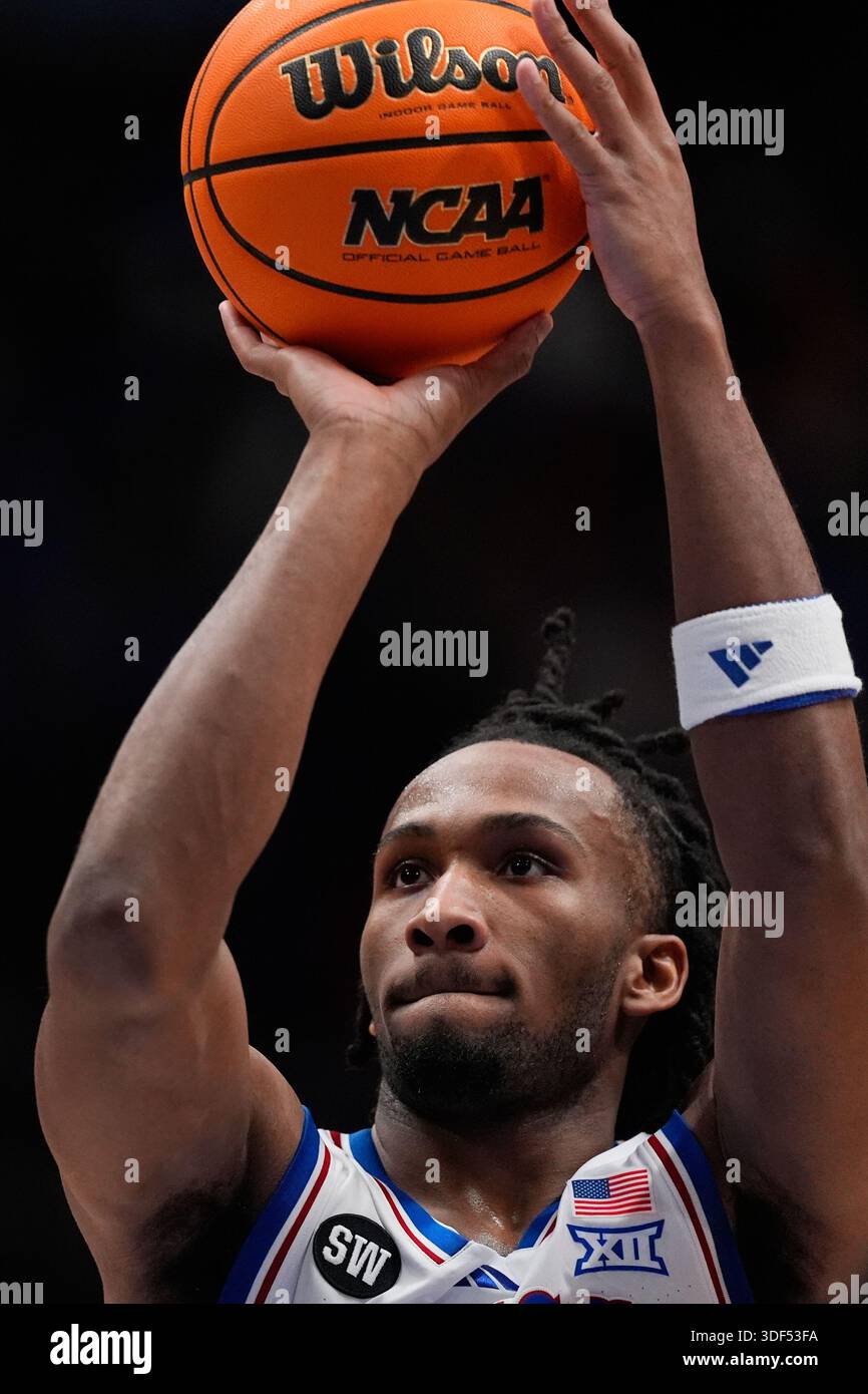 Kansas Guard Darryn Peterson Shoots During The First Half Of An NCAA Kansas Guard Darryn Peterson Shoots During The First Half Of An Ncaa College Basketball Game Against Tcu Tuesday Jan 6 2026 In Lawrence Kan Ap Riedel 3DF53FA 