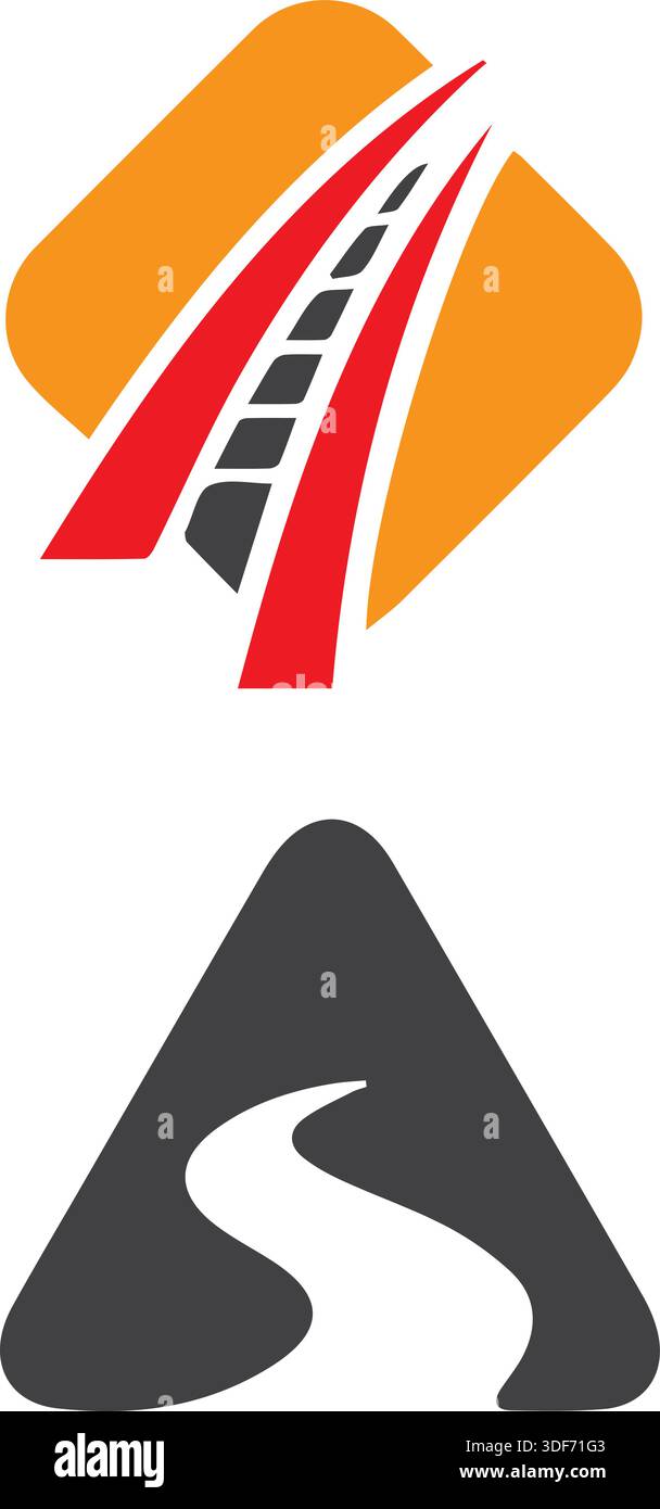 Creative road journey logo design. Road logo vector design template. Pro Vector Stock Vector
