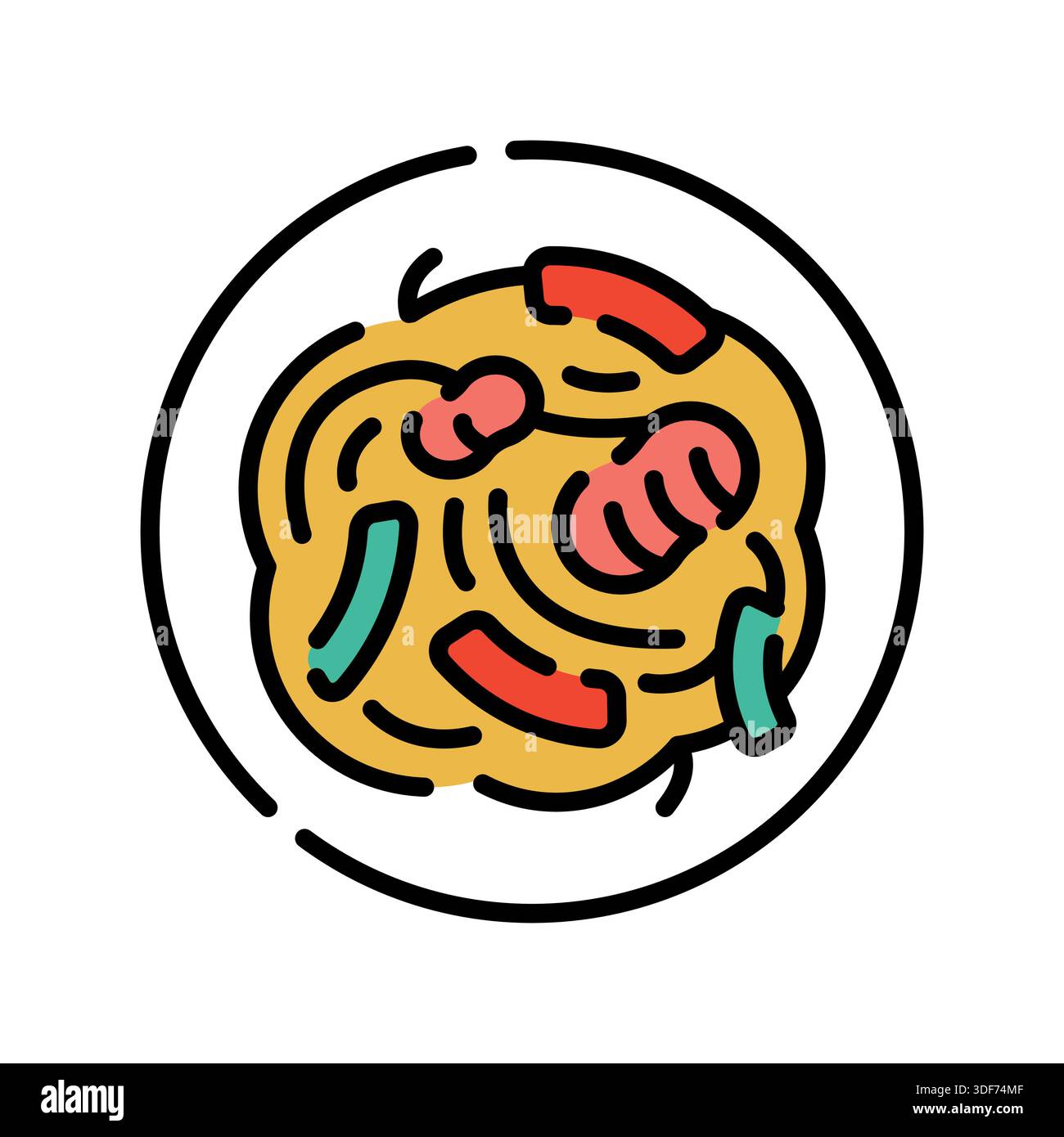 chow mein color line icon. Vector isolated element. Editable stroke. Stock Vector