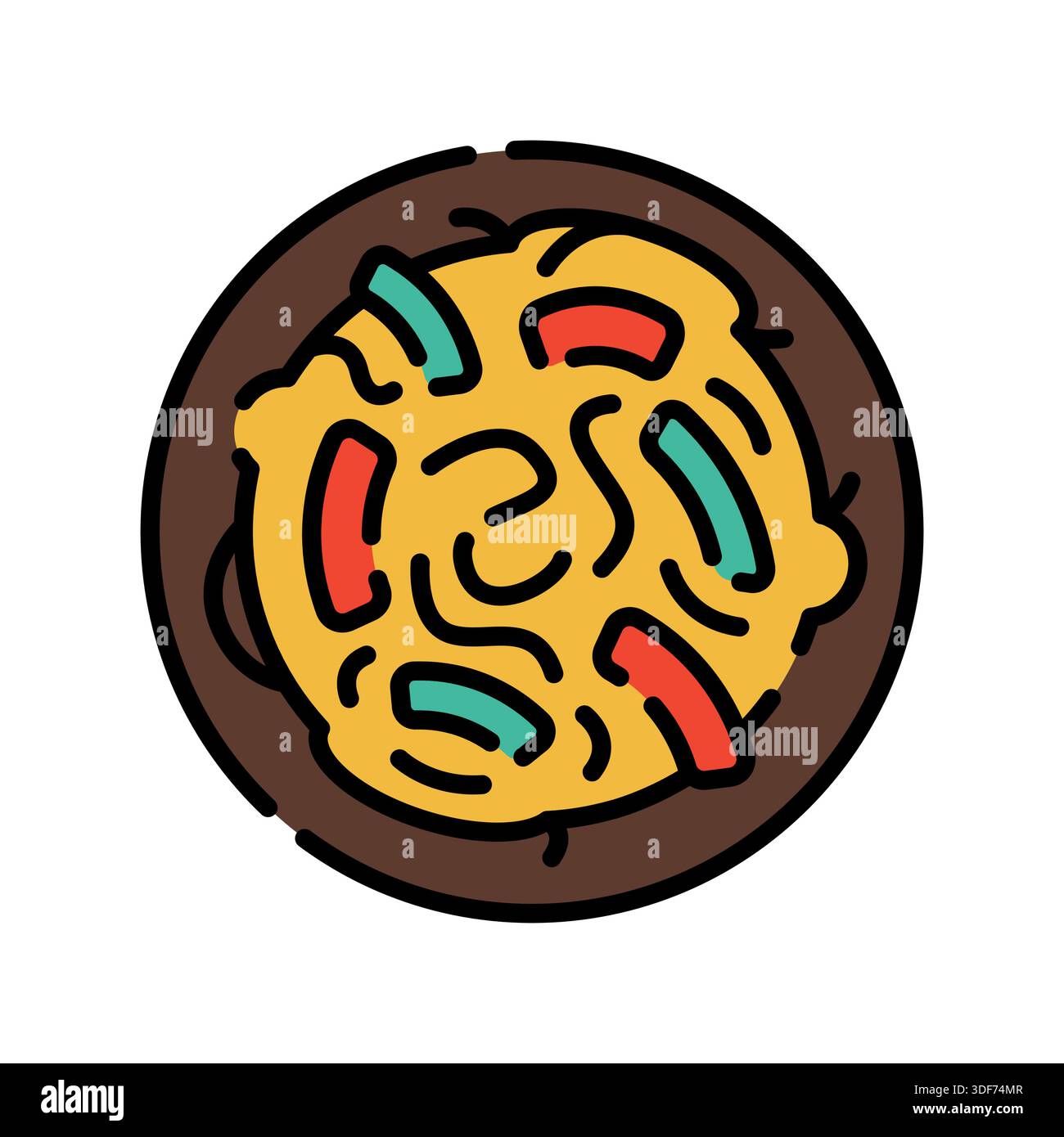 chow mein color line icon. Vector isolated element. Editable stroke. Stock Vector