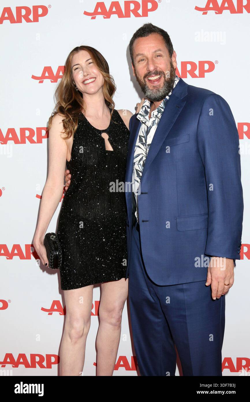 January 11, 2026, Beverly Hills, Ca, USA: LOS ANGELES - JAN 10: Jackie Sandler, Adam Sandler at the 24th AARP Movies for Grownups Awards at the Beverly Wilshire Hotel on January 10, 2026 in Beverly Hills, CA (Credit Image: © Kay Blake/ZUMA Press Wire) EDITORIAL USAGE ONLY! Not for Commercial USAGE! Stock Photo