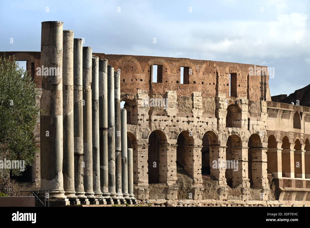 Amptitheatee Rome Exterior of Rome colosseum amphitheatre with historic roman archways ...