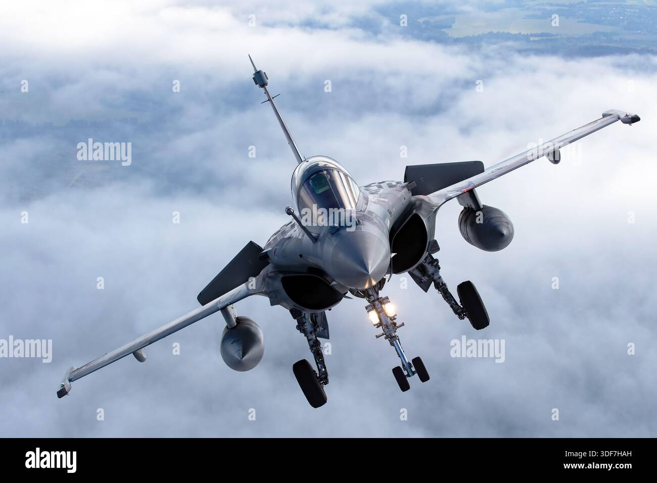 Head-on air-to-air close-up of a Dassault Rafale B from the French Air ...