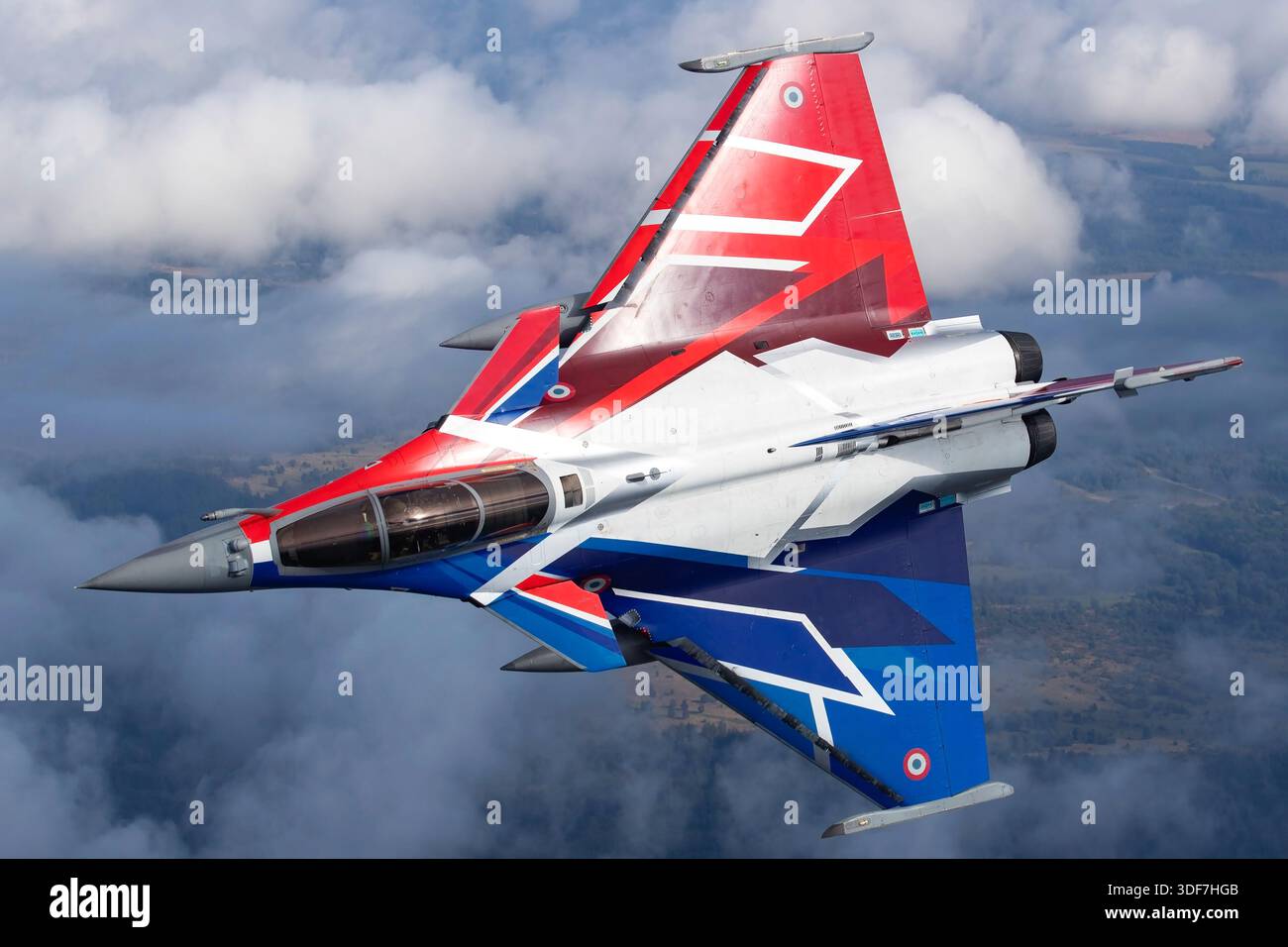 A French Air Force Dassault Rafale C is photographed in flight during ...