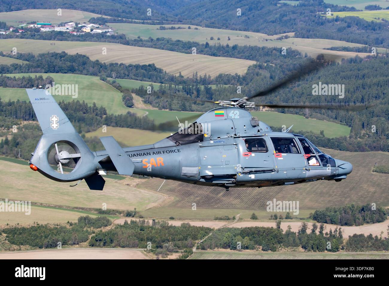 A Lithuanian Air Force AS365N3+ Dauphin helicopter is photographed in ...