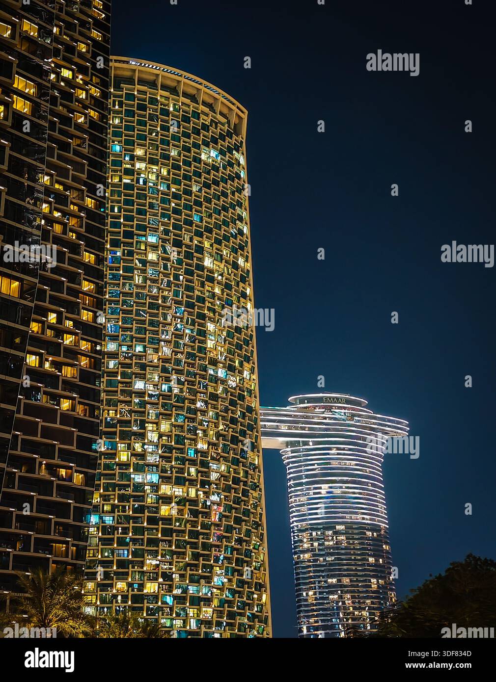 1 11 2026 - Dubai, UAE. Address Sky View hotel. Night aerial view of ...