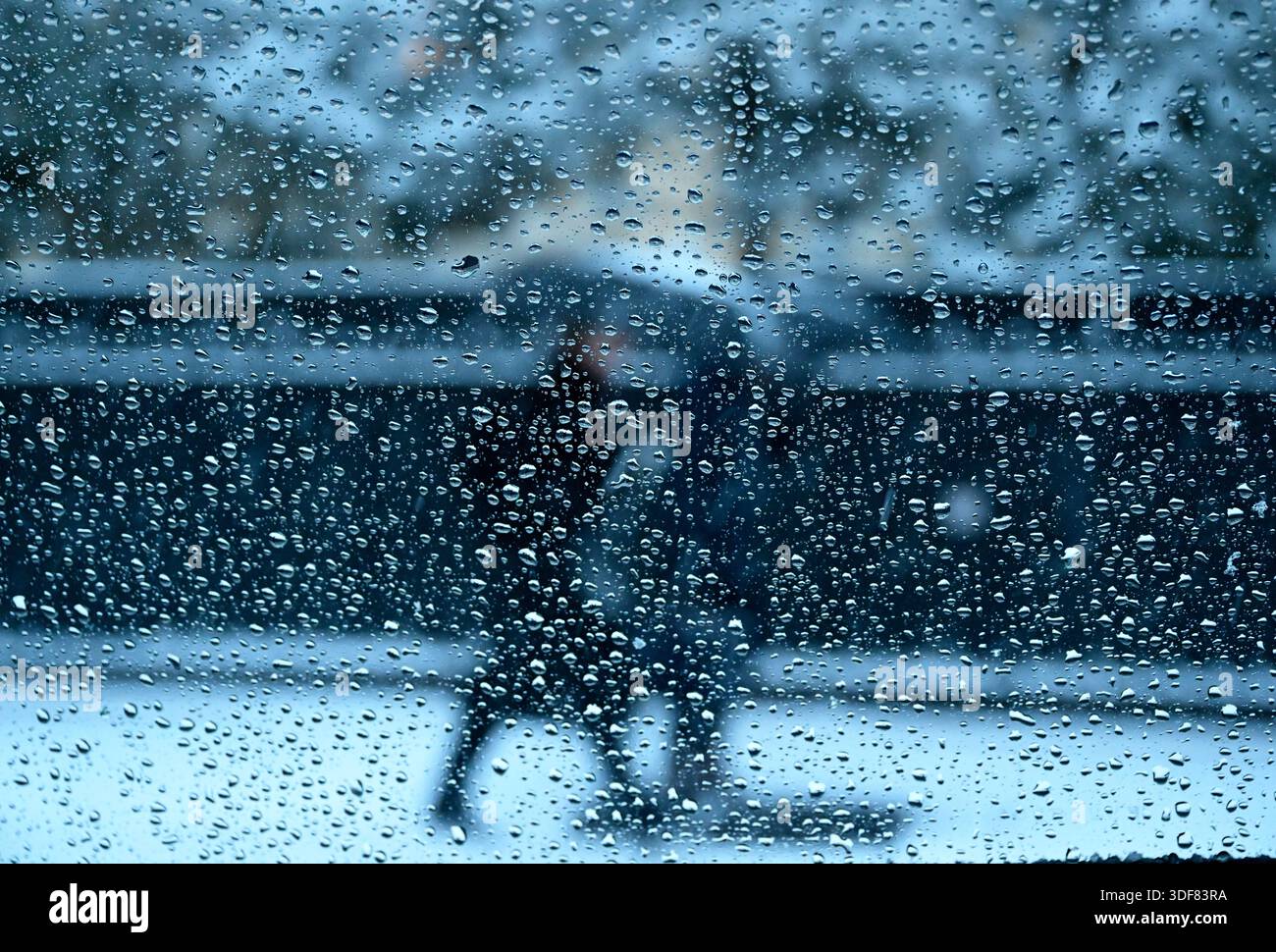 Paris under snow,France. Stock Photo