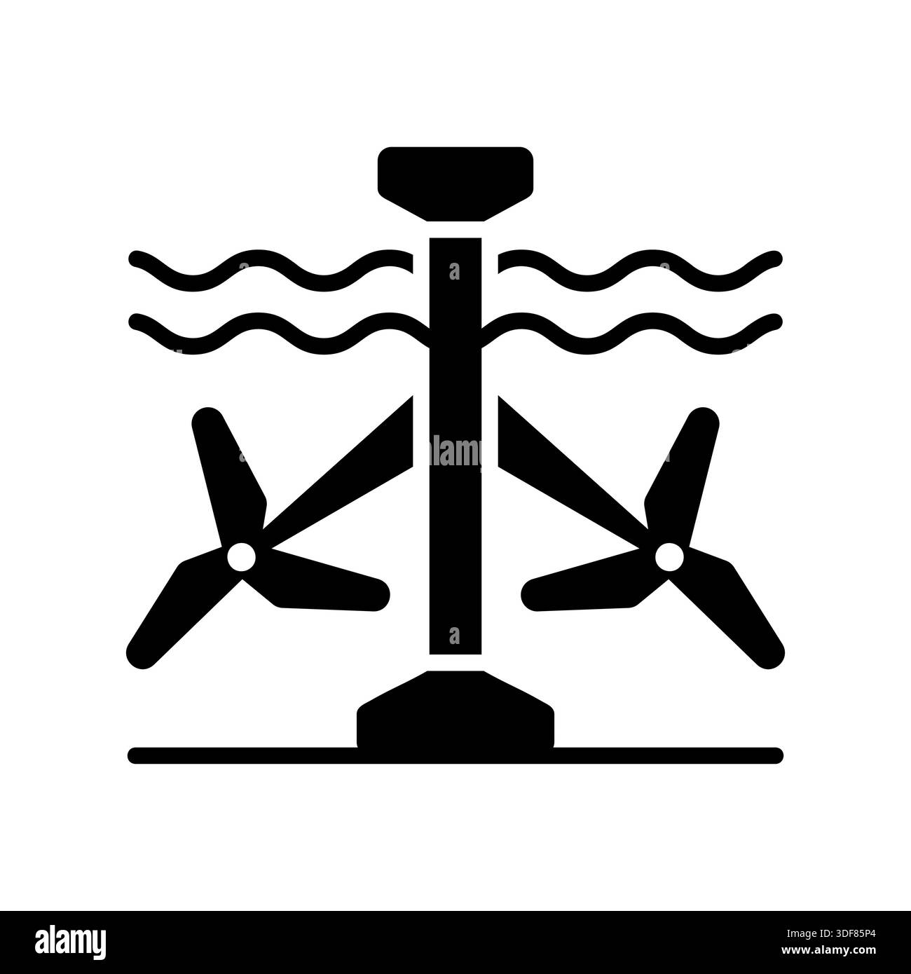 Minimalist outline tidal power turbine glyph icon suitable for ...