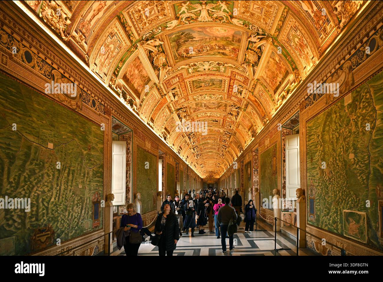 Vatican City Rome Italy January 3 2026 Tourists Walking Through Vatican City Rome Italy January 3 2026 Tourists Walking Through Gallery Of Maps By Ignazio And Antonio Danti Vatican Museums 3DF8GTN