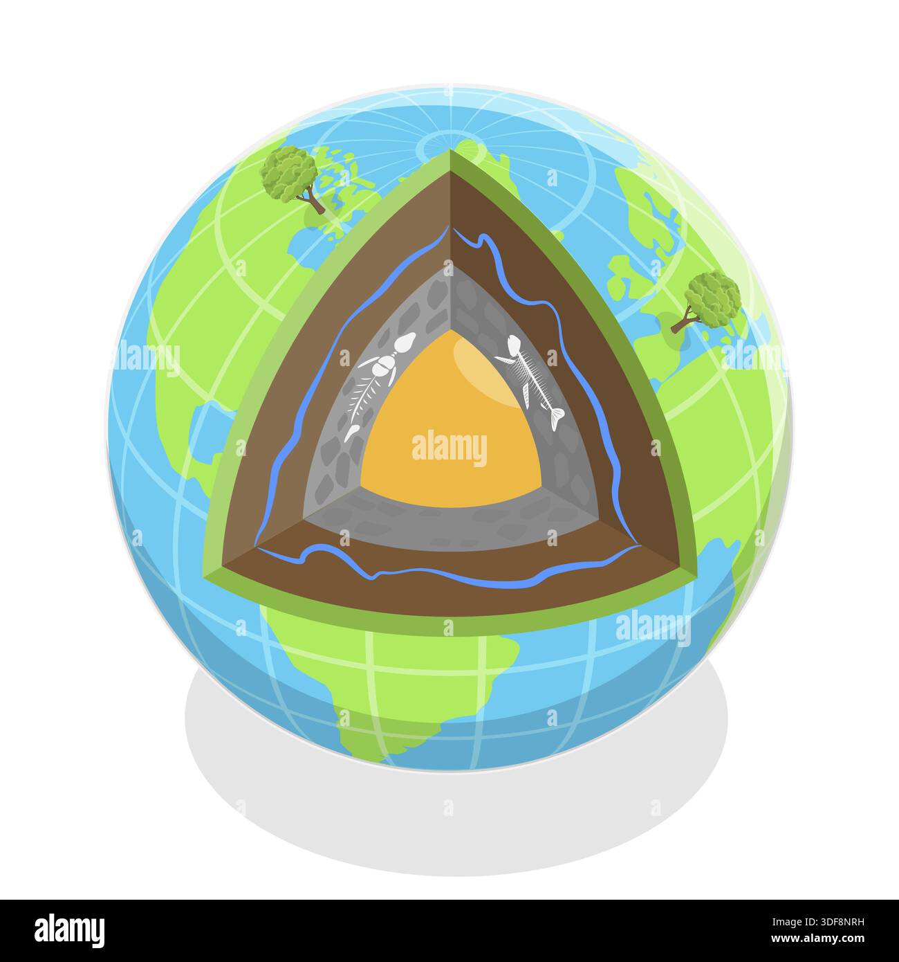 3D Isometric Flat Illustration of Earth Structure Layers, Education ...