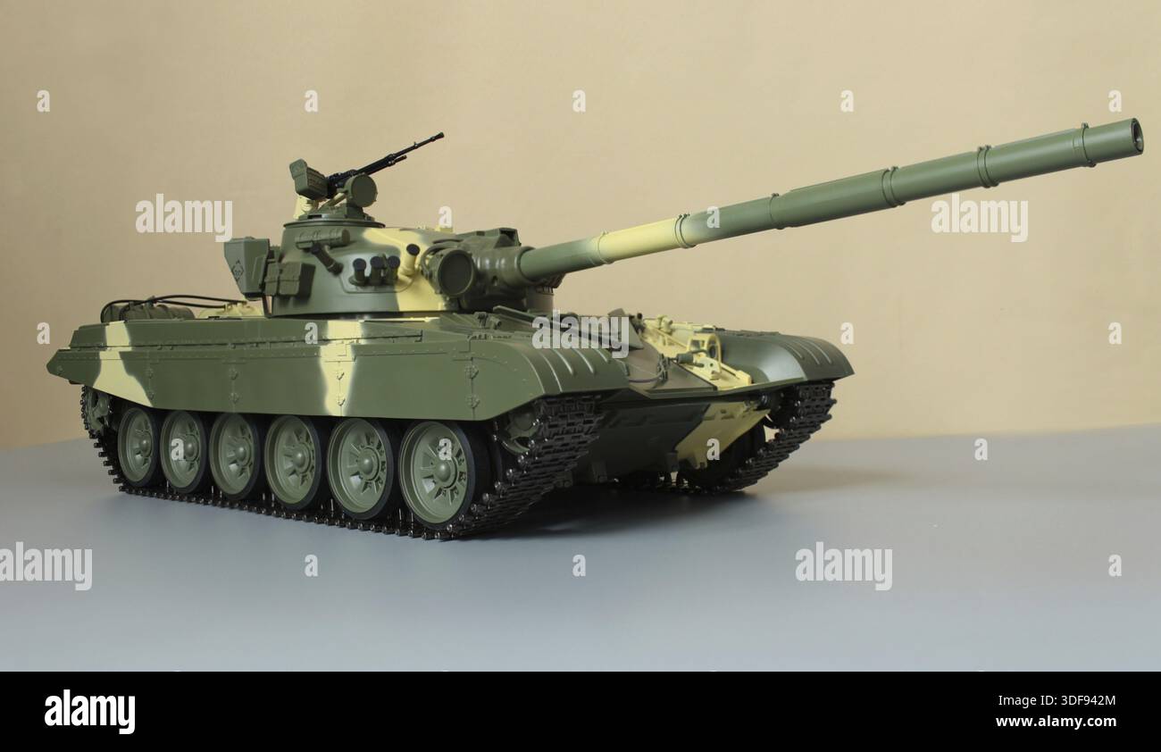 Huge firepower Soviet tank T-72, camouflage coloring model Stock Photo