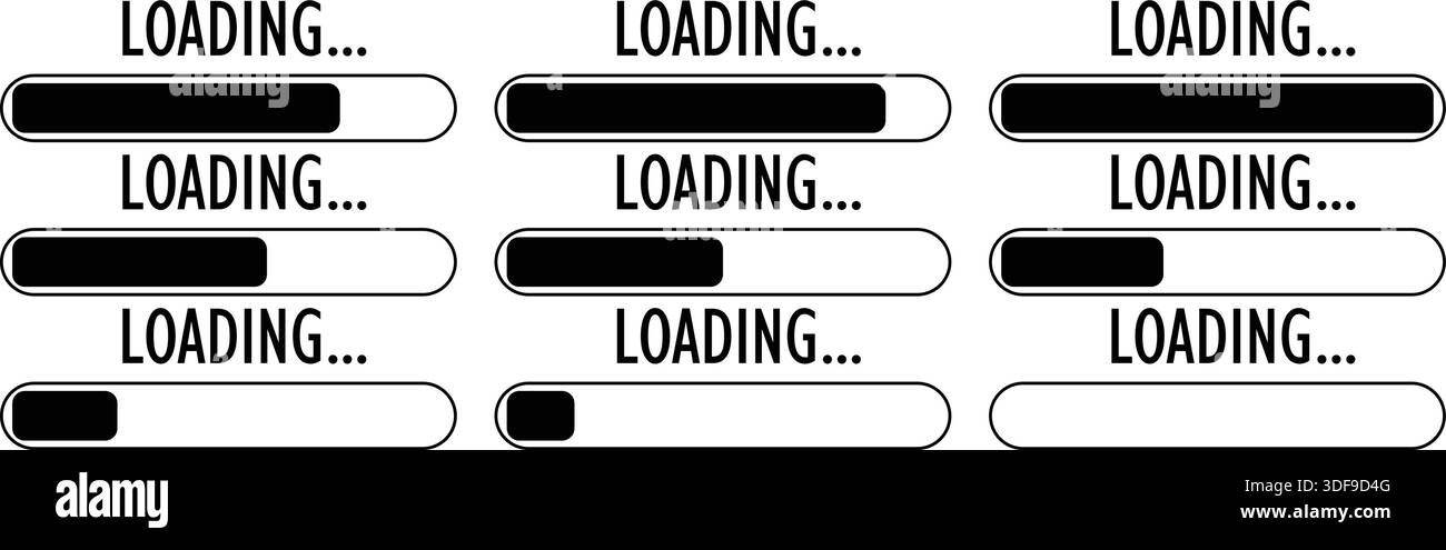 Loading progress bars showing different completion stages Stock Vector ...