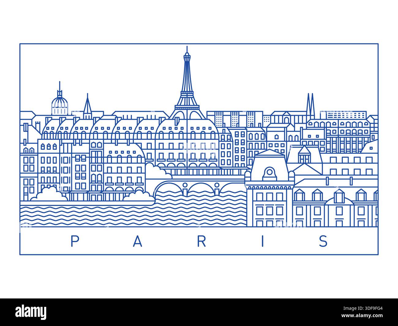 Paris City Skyline Vector Illustration. Line Art Urban Landscape Stock ...