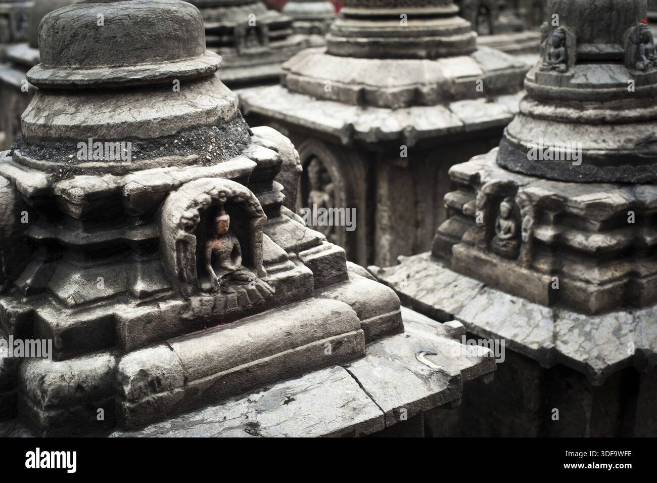 Architecture Details in Buddhist Shrine Swayambhunath Stupa. Monkey ...