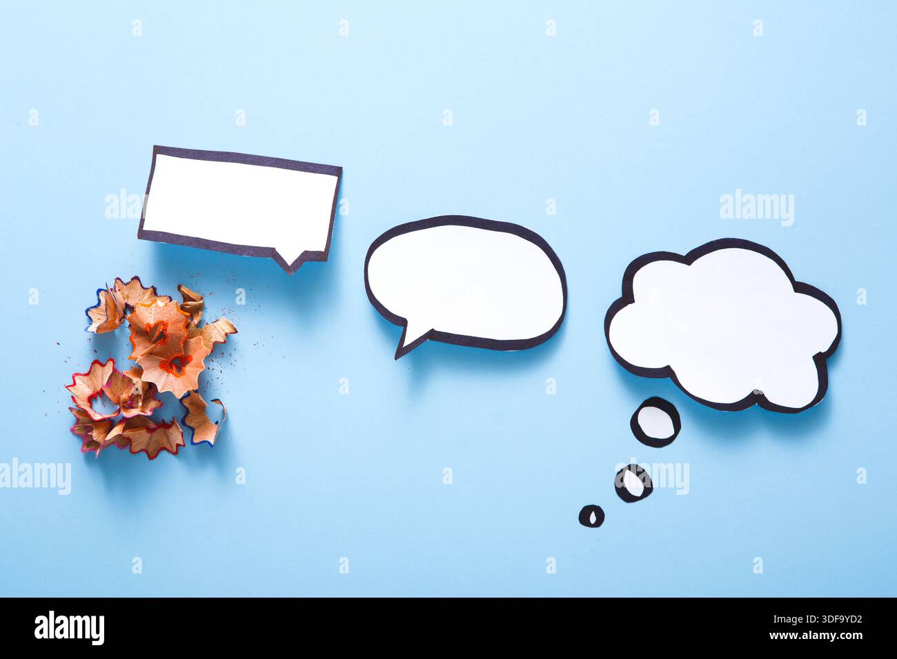 Blank speech bubble on blue, creativity concept Stock Photo