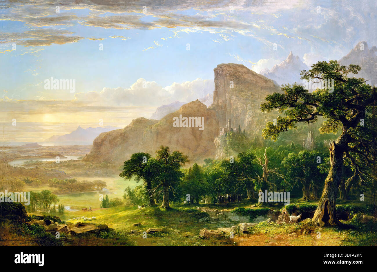 Landscape Scene from Thanatopsis, 1850 painting by Asher Brown Durand Stock Vector