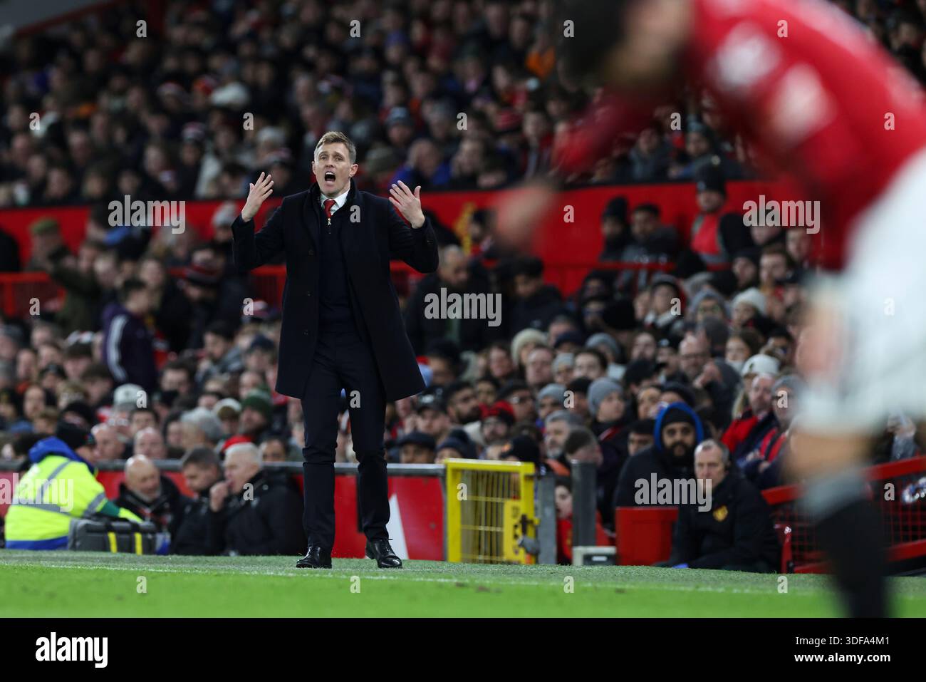 Manchester United interim first team manager Darren Fletcher reacts and ...