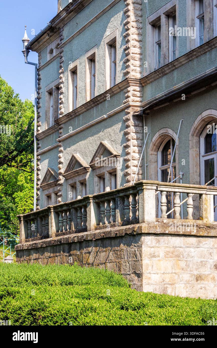 heritage site in carpathians. popular tourist destination. hunting castle now a sanatorium on sunny day Stock Photo