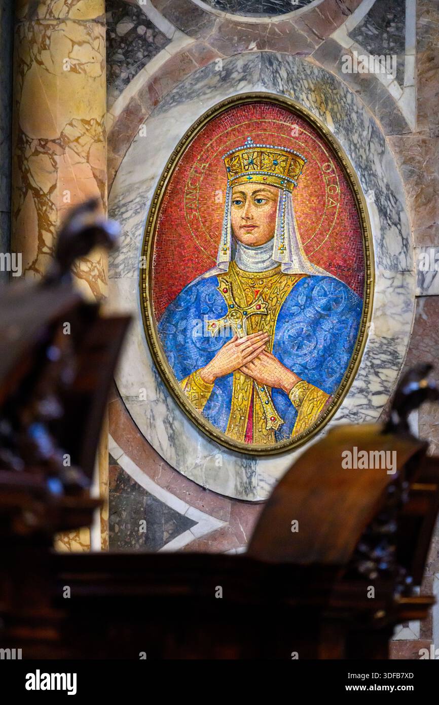 Saint Olga of Kiev (Olha of Kyiv). A mosaic in St Peter's Basilica, Rome, Italy. - Stock Image