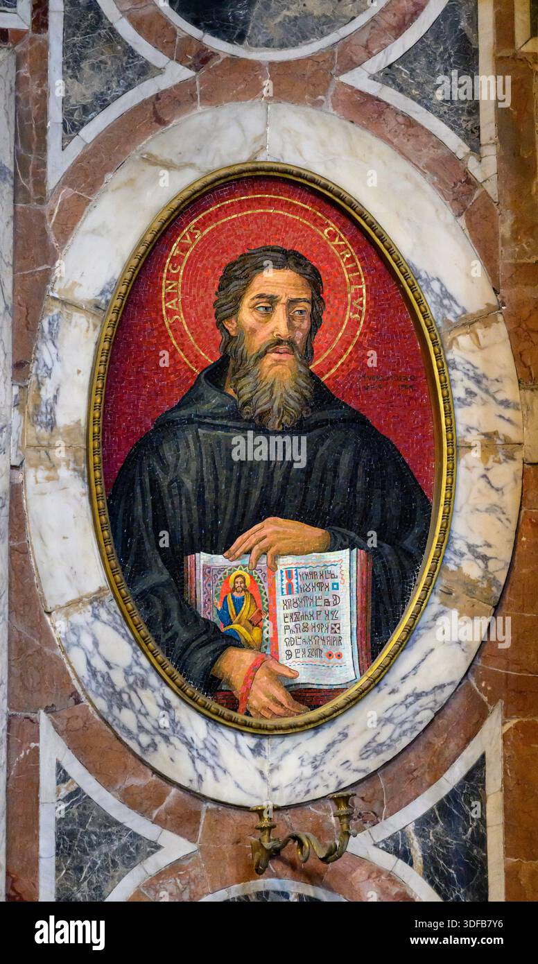 Saint Cyril. A mosaic in St Peter's Basilica, Rome, Italy. - Stock Image