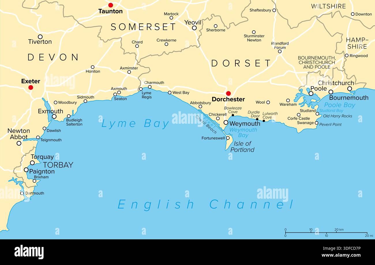 Jurassic Coast Of England United Kingdom Political Map Also Dorset Jurassic Coast Of England United Kingdom Political Map Also Dorset