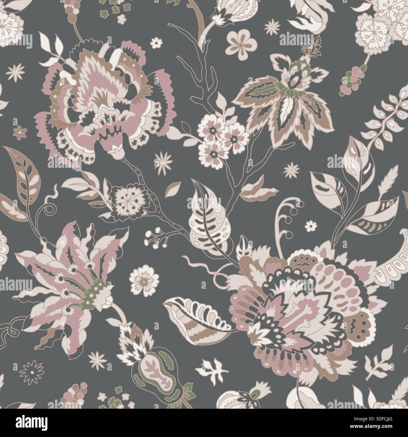Vintage Boho Floral Damask Pattern Stock Vector