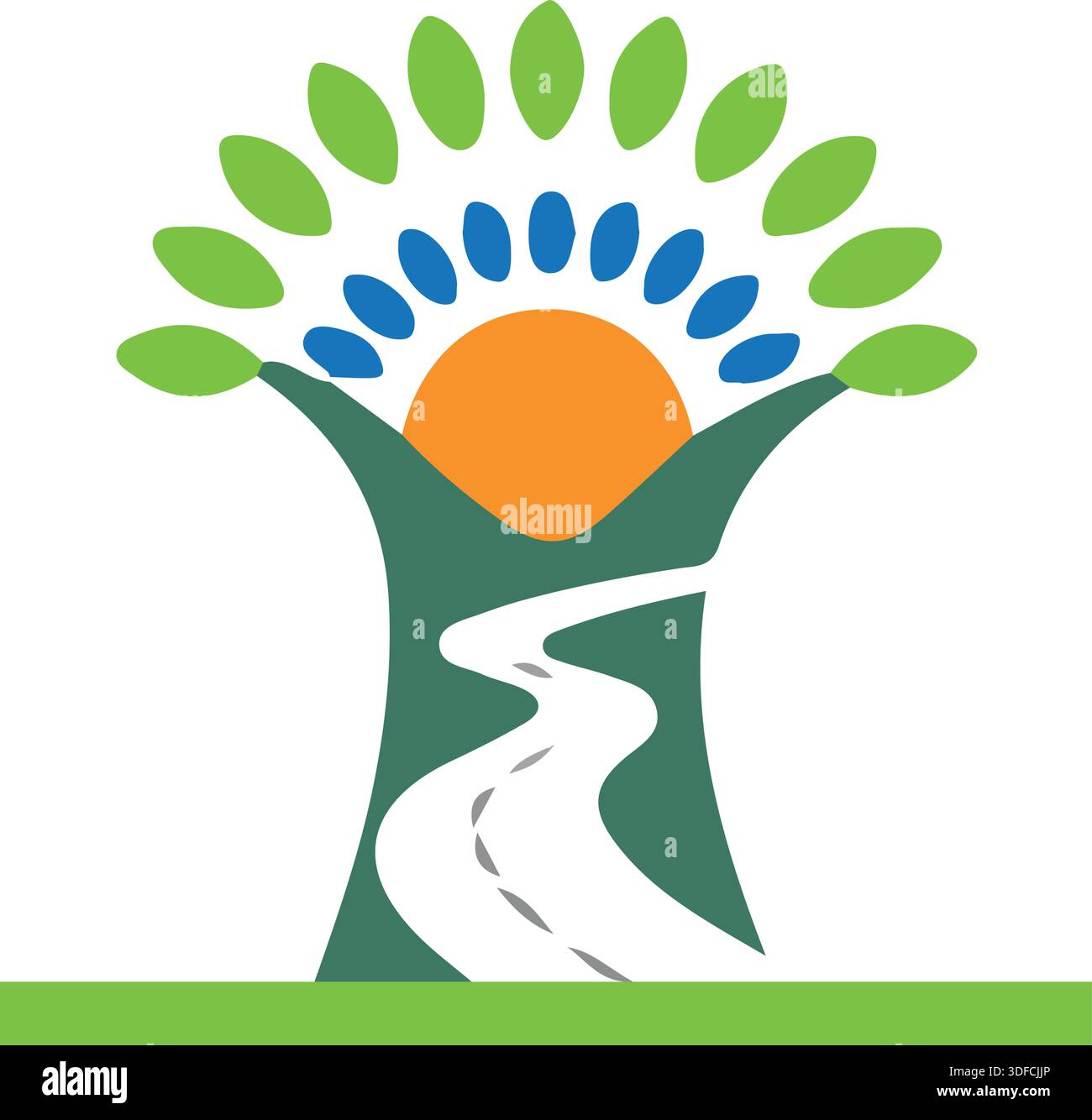 Leaf road logo design with gradient Stock Vector