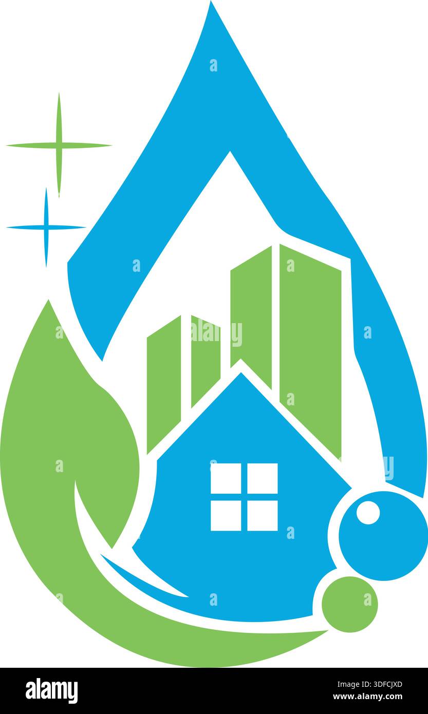 Natural home cleaning logo design Stock Vector