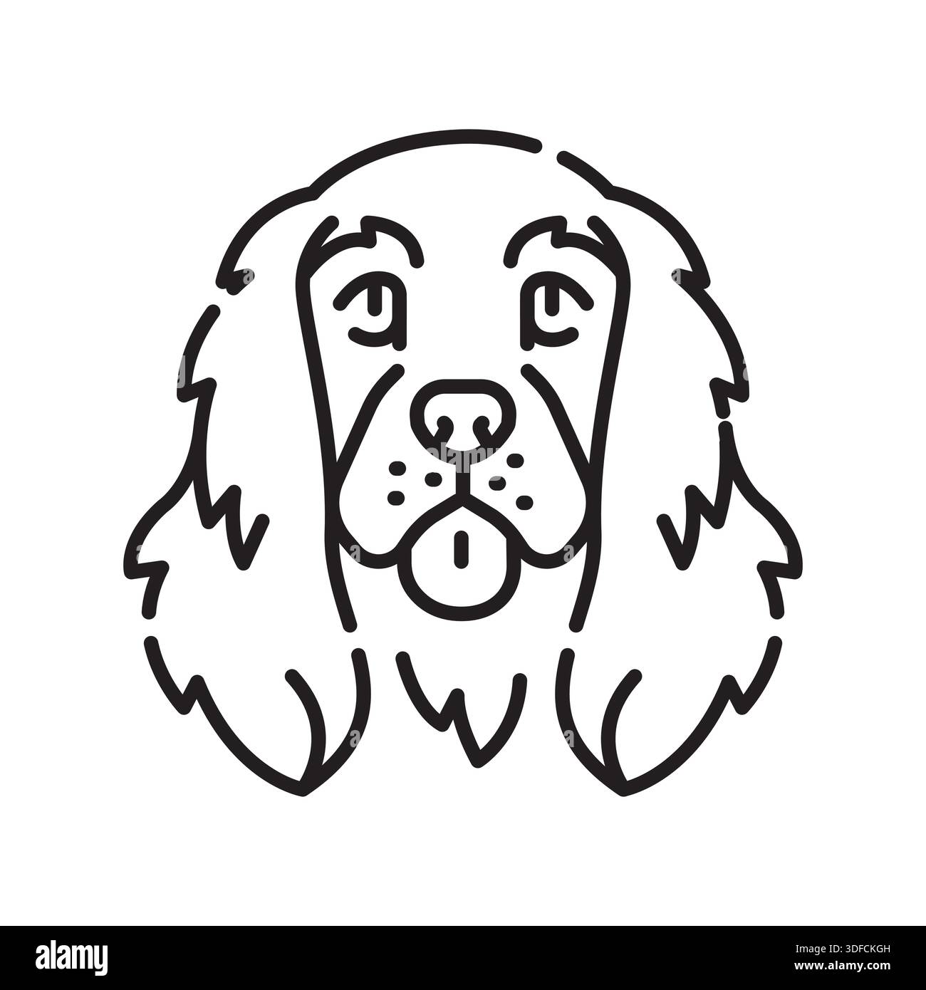 cocker spaniel black line icon for digital and print projects. Dog ...
