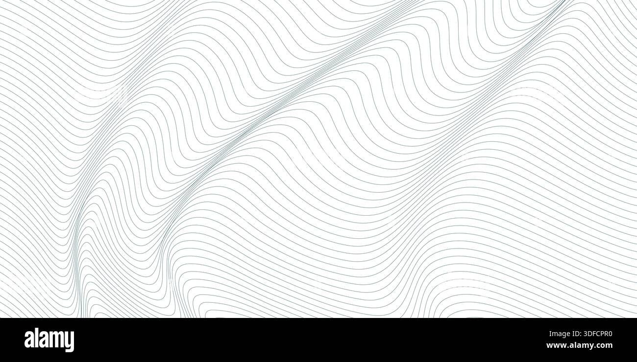Abstract background with wavy thin lines. Optical illusion for simple geometric backdrop Stock Vector