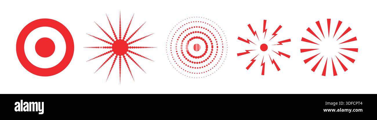 Pain point icon collection. Red mark painful target symbol Stock Vector ...