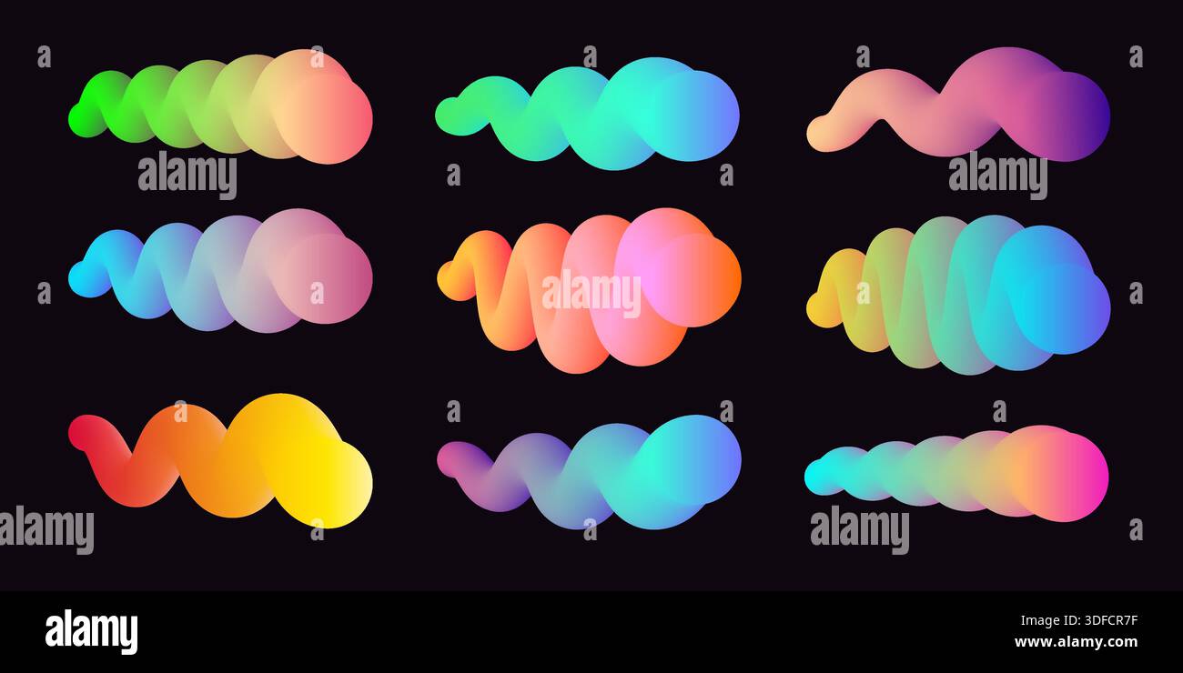 3d abstract wavy line collection. Blend gradient vector Stock Vector