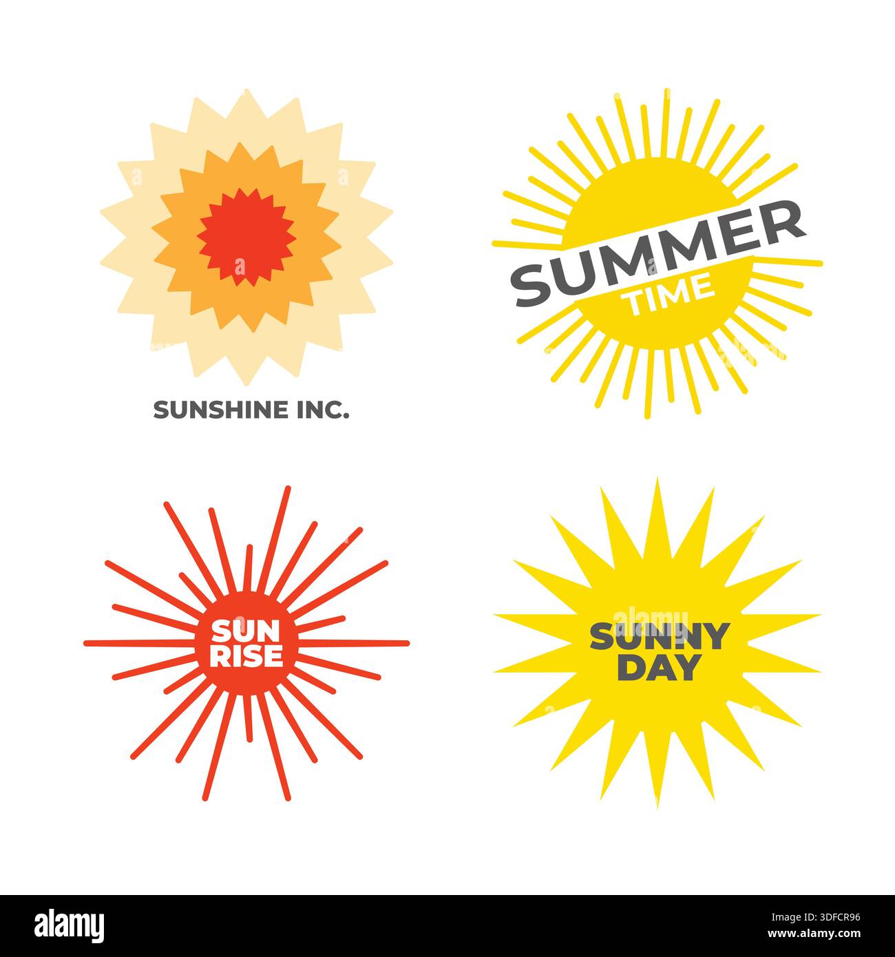 Sun logotype collection. Creative summer logo set Stock Vector