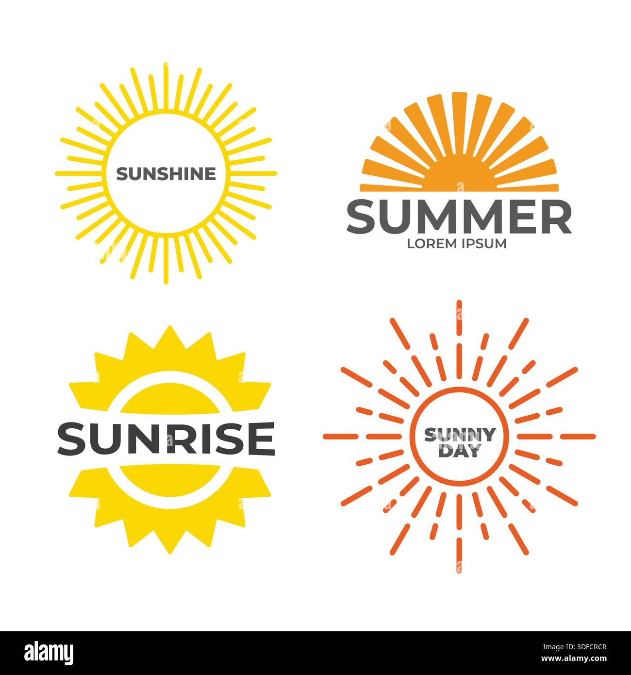 Sun logotype collection. Creative summer logo set Stock Vector
