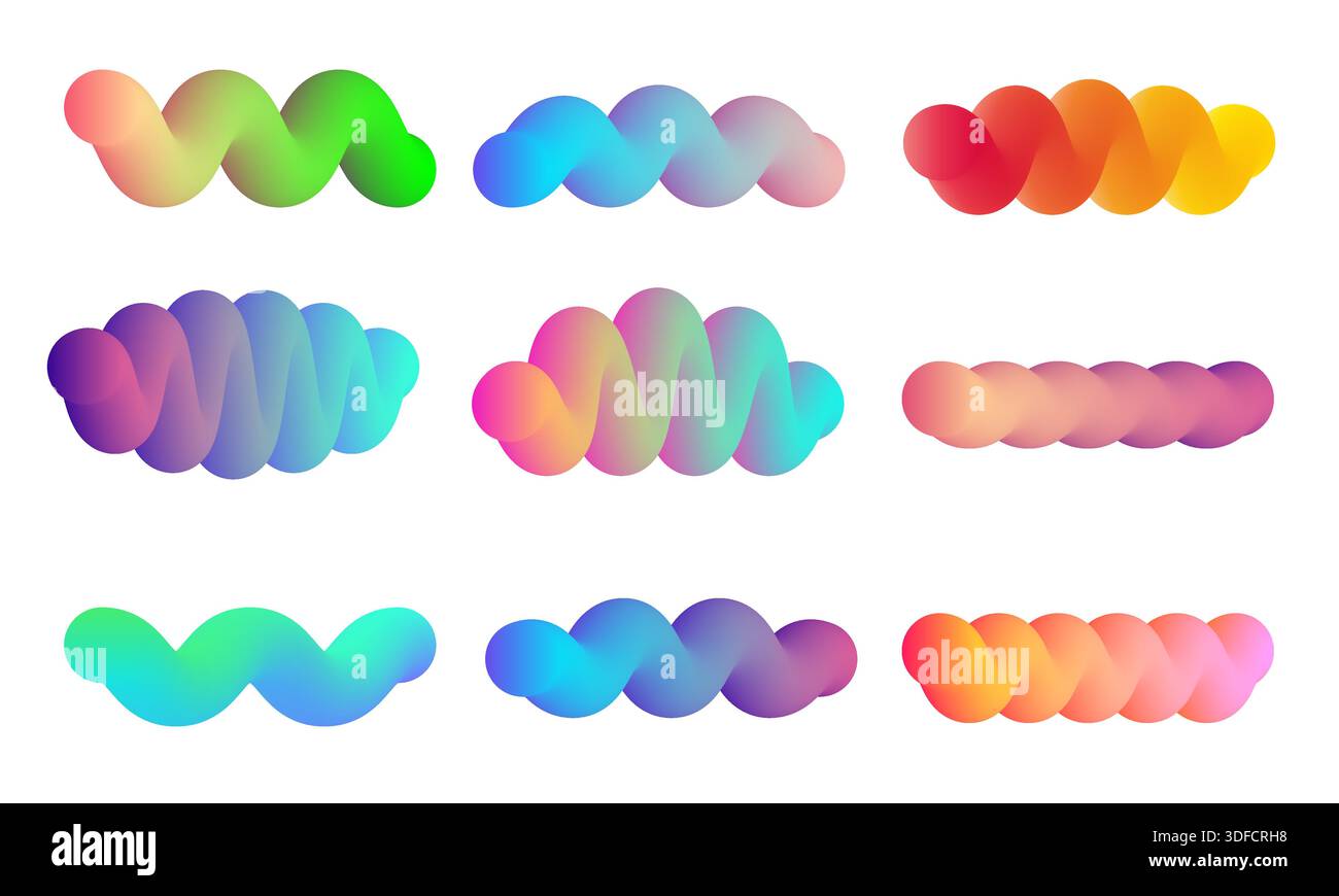 3d abstract wavy line collection. Blend gradient vector Stock Vector